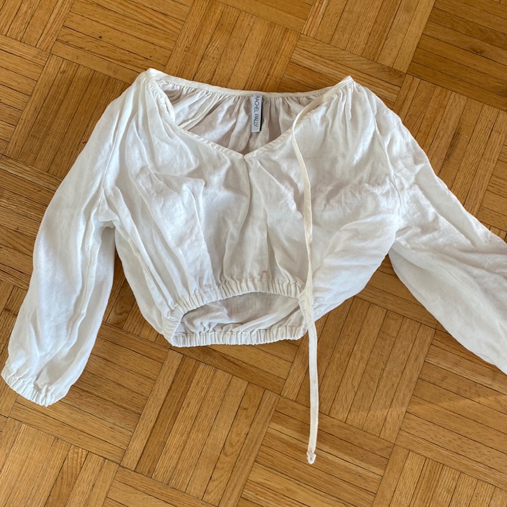 Rachel Pally white linen crop top